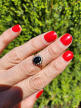Load image into Gallery viewer, 1744: Vintage: 9ct Gold Blue Sapphire 14 Diamonds Diana Cluster Ring- From 1982