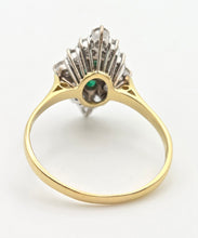 Load image into Gallery viewer, 2318: Vintage: 18ct Gold Emeralds Diamonds Marquise Set Art Deco Style Ring- From 1977
