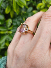 Cargar imagen en el visor de la galería, 1329: Vintage: 9ct Gold Emerald Cut Ametrine Diamonds Cocktail Ring