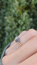 Load image into Gallery viewer, 6183 Vintage: 18ct Gold Platinum French Blue Sapphires Round Full Cut Diamond Ring