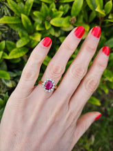 Load image into Gallery viewer, 6306 Vintage: 18ct Gold Ruby (1.76ct) Diamonds (0.6ct) Diana Style Cluster Ring