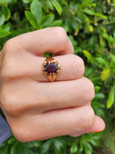 Load image into Gallery viewer, 2088: Vintage: 9ct Gold Red Garnet Gypsy Solitaire Ring- Lovely cut and colour.