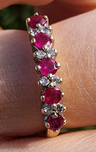 Load image into Gallery viewer, 1990: Vintage: 18ct Gold Rubies Diamonds Half-Eternity/Stacker Ring- picture perfect