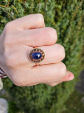 Load image into Gallery viewer, 6014 Vintage & Rare: 9ct Gold Large Blue Sapphire "Carbuncle" Solitaire- from 1978