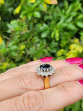 Cargar imagen en el visor de la galería, 6092 Vintage: (1973) 18ct Gold Australian Blue Sapphire 12 Diamonds Diana Cluster- From 1973