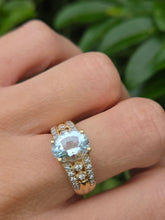 Load image into Gallery viewer, 2132: Vintage: 9ct Gold Blue Aquamarine 24 Natural Diamonds Cocktail Ring