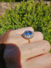 Load image into Gallery viewer, 9094 : Vintage: Exceptional 18ct Gold Ceylon Blue Sapphire Diamonds Diana Cluster Ring- From 1982