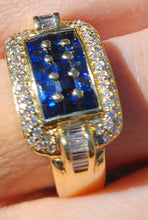 Load image into Gallery viewer, 2918: Vintage: 18ct Gold Blue Sapphires Diamonds Statement Ring- incredible piece