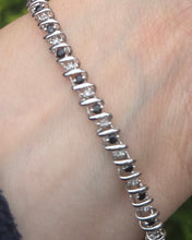 Load image into Gallery viewer, 2111: Vintage: 9ct White Gold Blue Sapphires Diamonds Tennis Bracelet (18cm)- Very pretty