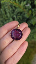 Load image into Gallery viewer, 2330 Large Gild Round Cut Purple Sapphire Basket Set Pendant - Total Statement piece