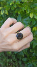 Cargar imagen en el visor de la galería, 2331 Vintage: 9ct Gold Large Cognac Smokey Quartz Ring- From 1972- Statement