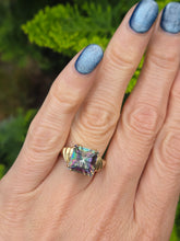 Load image into Gallery viewer, 2302: Vintage: 9ct Gold Square Cut Caribbean Topaz Cocktail Ring