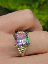 Load image into Gallery viewer, 2302: Vintage: 9ct Gold Square Cut Caribbean Topaz Cocktail Ring