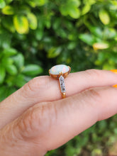 Load image into Gallery viewer, 2109 Vintage: 18ct Gold Cabochon White Opal Diamonds Dress Ring
