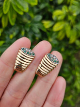 Load image into Gallery viewer, 0950: Vintage: 9ct Gold Emerald Diamonds Art Deco Stud Earrings- stylish, heavy, distinguished