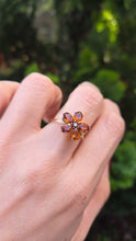 Load image into Gallery viewer, 2527: Vintage 9ct Gold Orange Citrines Diamond Flower Head Ring