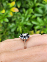 Load image into Gallery viewer, 6089:Vintage Exceptional; 18ct White Gold French Blue Sapphires 7 Diamonds Flower Head Ring