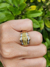 Load image into Gallery viewer, 1695: Vintage: 9ct Gold Yellow & White Diamonds Cocktail Ring