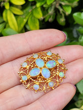 Load image into Gallery viewer, 1904: Vintage Old: Large 9ct Gold Pendant & Brooch 12 Vivid Opals - Beautiful colour play