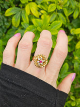 Cargar imagen en el visor de la galería, 0762: Vintage 18ct Gold Ruby Diamonds Statement Ring- remarkable