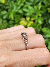 Load image into Gallery viewer, 1924: Vintage: 9ct White Gold Red Diamonds (1ct) Flowerhead Trilogy Ring-  21 Natural Diamonds