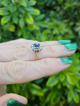 Load image into Gallery viewer, 6315 Exceptional 18ct Cornflower Blue Sapphire Diamonds Flower Head Ring- From 1988