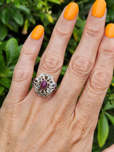 Load image into Gallery viewer, 6172: Antique: 18ct Gold 7 Rubies 10 Diamonds Statement Cluster Ring- Extraordinary