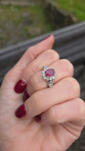 Load image into Gallery viewer, 6335 Vintage; 18ct White Gold Ruby (1.1ct) Diamonds (0.73ct) Ring