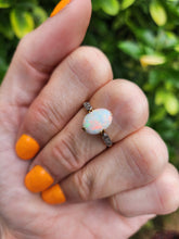 Load image into Gallery viewer, 2109 Vintage: 18ct Gold Cabochon White Opal Diamonds Dress Ring