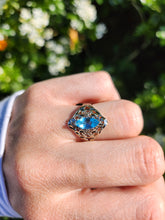 Cargar imagen en el visor de la galería, 1556: Vintage: 14ct White Gold Marquise Cut Blue Topaz Openwork Dress Ring