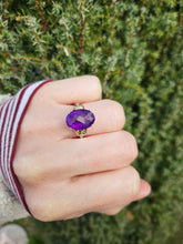 Load image into Gallery viewer, 6027 Vintage; 9ct Gold Large Rich Purple Amethyst Diamonds Cocktail  Ring