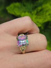 Load image into Gallery viewer, 2302: Vintage: 9ct Gold Square Cut Caribbean Topaz Cocktail Ring