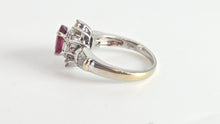 Load image into Gallery viewer, 6335 Vintage; 18ct White Gold Ruby (1.1ct) Diamonds (0.73ct) Ring
