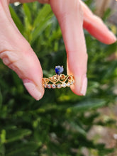 Cargar imagen en el visor de la galería, 1446: Vintage: Rare 18ct Rose Gold Sapphire Diamonds Tiara Ring- UPDATED