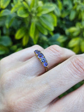 Cargar imagen en el visor de la galería, 1136: Vintage: 9ct Gold Purple Amethysts 5 Stone Stacker/ Dress Ring