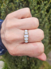 Load image into Gallery viewer, 6336 Vintage; 9ct Gold 5 White Opals Dress Ring-From 1972