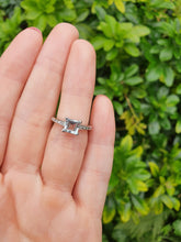Load image into Gallery viewer, 6018: Vintage; 18ct White Gold Princess Cut Aquamarine 10 Diamonds Dress Ring- elegant eye candy