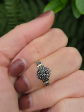 Load image into Gallery viewer, 2169: Vintage: 9ct Gold Pave Set Black Diamonds Signet/Stacker Ring- 0.5ct natural black diamonds