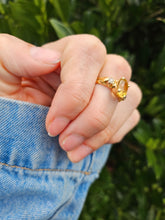 Load image into Gallery viewer, 6341: Vintage Old 18ct Gold Lemon Citrine Diamonds 3 Stone Ring