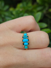 Load image into Gallery viewer, 2039: Vintage: 18ct Gold Turquoises Edwardian Style Ring- From 1942