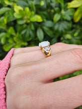 Load image into Gallery viewer, 1334: Vintage (1960's) 9ct Gold Cabochon White Opal Topaz Dress Ring- lovely combination