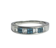 Load image into Gallery viewer, 1906: Vintage; 18ct White Gold Blue & White Diamonds Stacker/Dress Ring- something specia