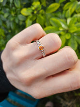 Load image into Gallery viewer, 1321: Vintage: 9ct White Gold Orange Citrine  Openwork Shank Ring- delightful