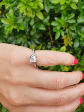 Load image into Gallery viewer, 6018: Vintage; 18ct White Gold Princess Cut Aquamarine 10 Diamonds Dress Ring- elegant eye candy