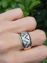 Load image into Gallery viewer, 2283: Vintage: 9ct Gold Precious Gemstones Greek Key Pattern Dress Ring - Simply Fabulous