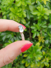 Load image into Gallery viewer, 6018: Vintage; 18ct White Gold Princess Cut Aquamarine 10 Diamonds Dress Ring- elegant eye candy