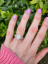 Load image into Gallery viewer, 1334: Vintage (1960's) 9ct Gold Cabochon White Opal Topaz Dress Ring- lovely combination