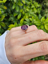Load image into Gallery viewer, 6317 Vintage: 9ct Rose Gold Round Cut Purple Sapphire Solitaire Ring