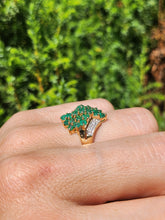 Load image into Gallery viewer, 1789: Vintage: 9ct Gold Emeralds Diamonds Cocktail Ring- Thrilling