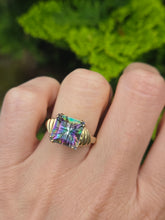 Load image into Gallery viewer, 2302: Vintage: 9ct Gold Square Cut Caribbean Topaz Cocktail Ring
